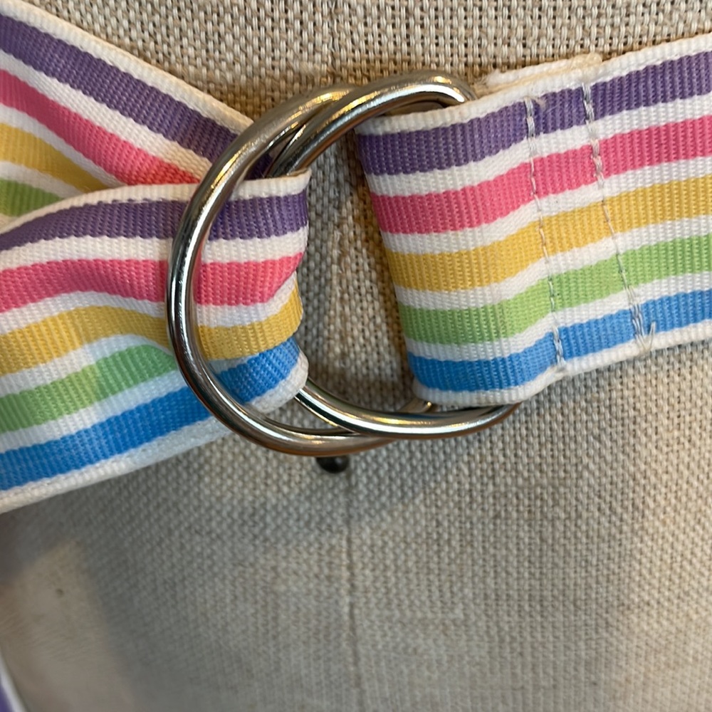 Women’s belt multicolor rainbow stripes D ring adjustable - Picture 2 of 5